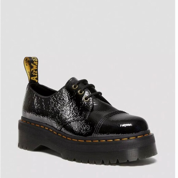 Dr. Martens 1461 Distressed Patent Leather Platform Shoe Black Size 7 - Picture 4 of 9